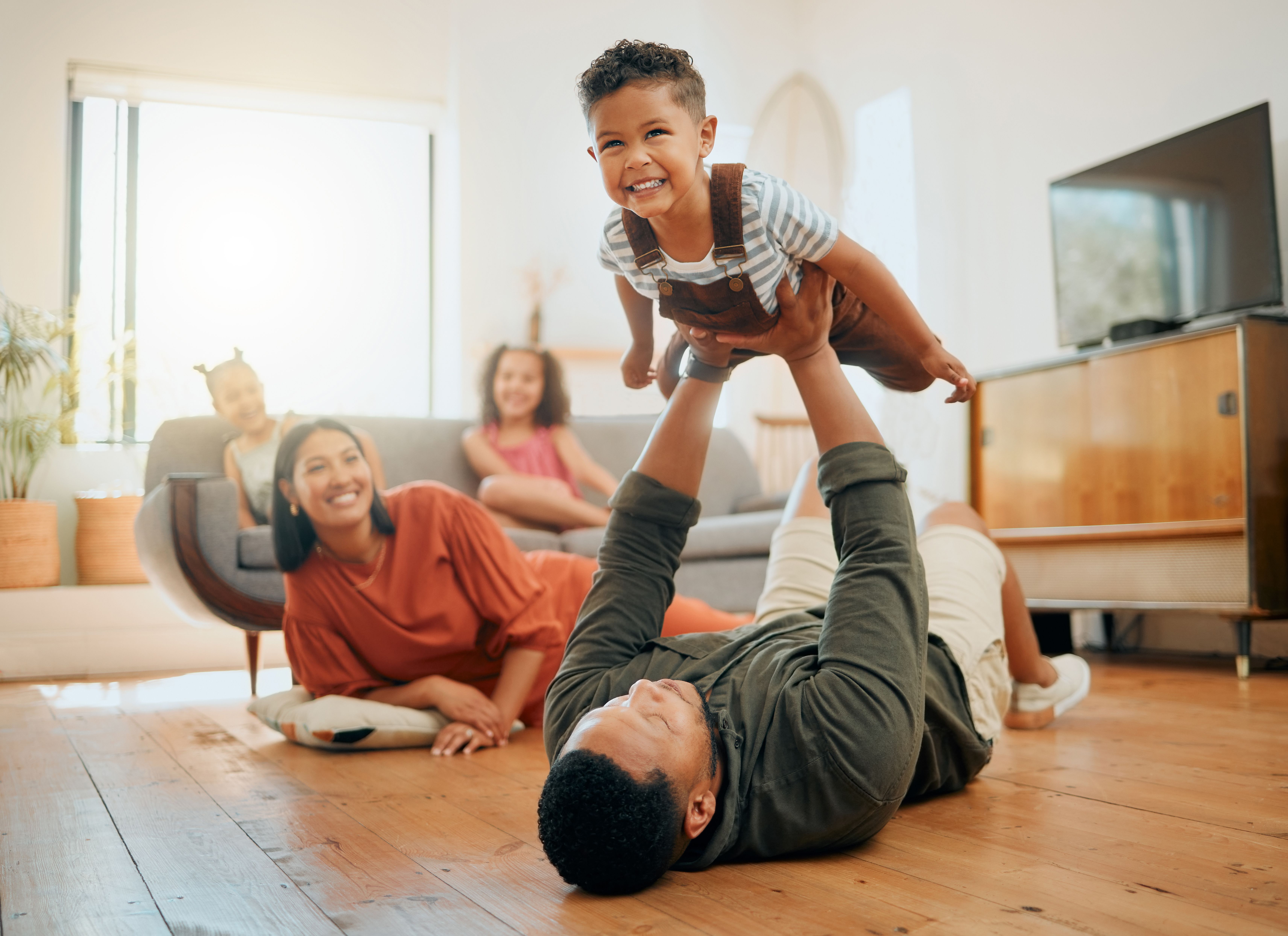 Happy family in a clean, safe home